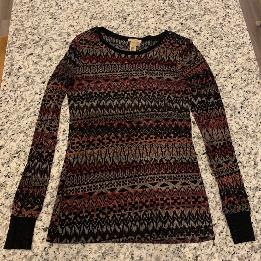 BKE Aztec print spandex long sleeve shirt